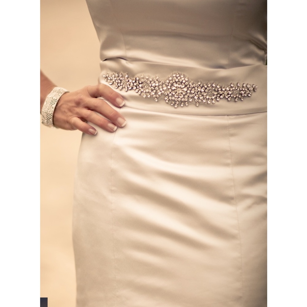 Strapless satin wedding gown